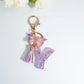 Letter Sequin Keychain With Butterfly Tassel Charm
