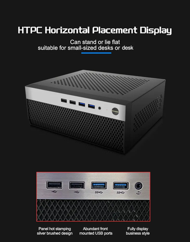 Mini ITX HTPC Case 1U PSU Support Mesh Travel-Friendly Household Theater