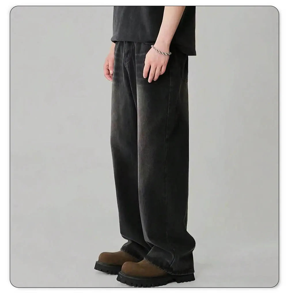 Men's Oversized Wide Leg Jeans - Baggy Straight Cotton Blend