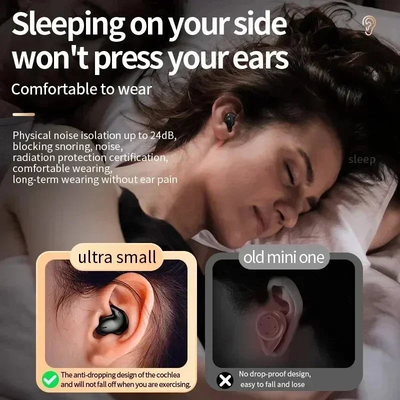 Invisible Sleep Cordless Earphone TWS Bluetooth 5.3 Headphones IPX5 Water-Resistant Sports Earbuds