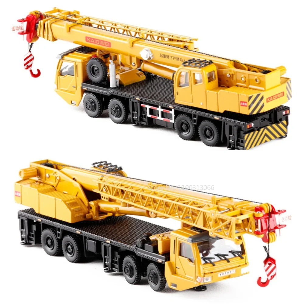 Alloy Scale Diecast Engineering Crane Toy - 360° Rotating, Four-Wheel Steering Model for Kids