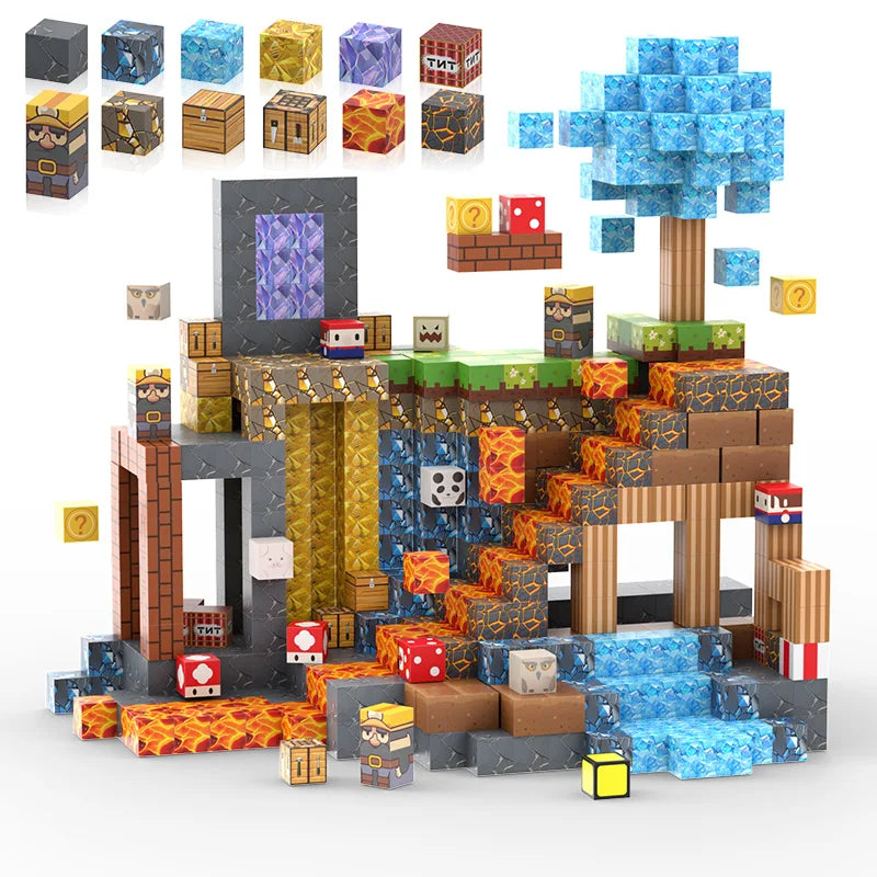Magnetic Building Blocks Kit - Mine World Construction Toy for Girls, Ages 3+, DIY STEM Montessori Sensory Play