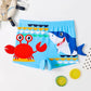 Fast-dry boys' swim shorts - cartoon crab and shark print 2pc set, polyester, for swimming and beach days