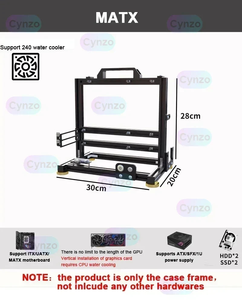Frame Open ATX PC Case Rack Modular Water Air Cooling