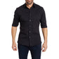 Casual Men's Oxford Zipper Shirt - Elastic Cotton Slim Fit for All Seasons