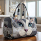 Plush Unisex Travel Tote - Quilted, Cat-Embroidered Fabric, For Beach, Hiking, Camping