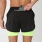 Fast-dry men's 2-in-1 running shorts - lightweight lined, polyester, for gym and summer training
