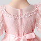 Plush Girls' Dress - Flowy Princess-Cut Lace-Embroidery, Polyester, Wedding Party