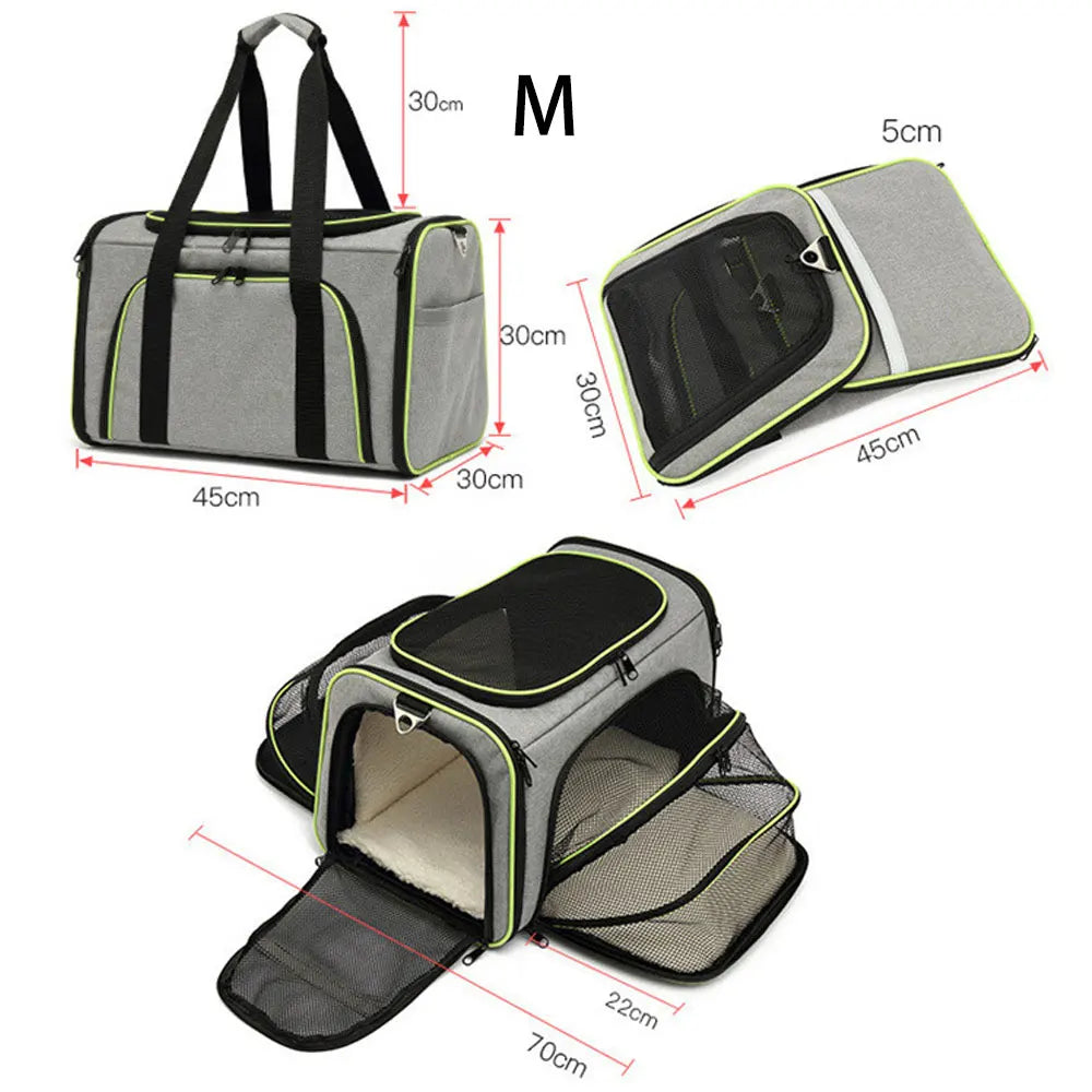 Pet Carrier Bag Up To 10kg Foldable Breathable Plush-Sided Travel Carrier Fall 2025 Safe Locking Zippers