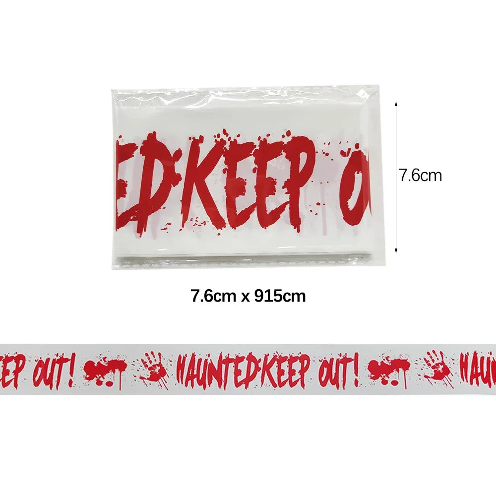 Halloween Warning Tape Spooky Party Decoration Banner Kit Halloween 2025 Decor Simple Hang Window Prop