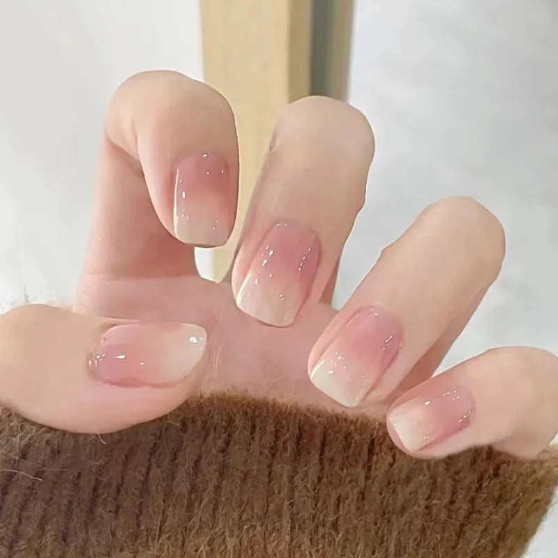 Press On Nails Short Square White Minimalist False Nail Tips Kit Spring 2026 Reusable