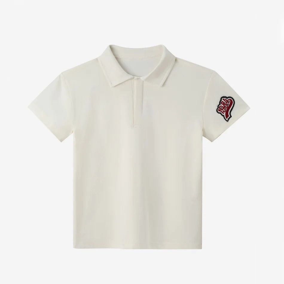 Plush Unisex Kids' Clothing - Patchwork Pinstripe Summer Outfit, Cotton-Polyester, Casual Family Wear