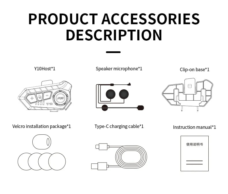 Water-Resistant Hands-Free Call Music Speaker Universal Fit 2026 – Bluetooth 5.3 Motorcycle Helmet Headset Y10