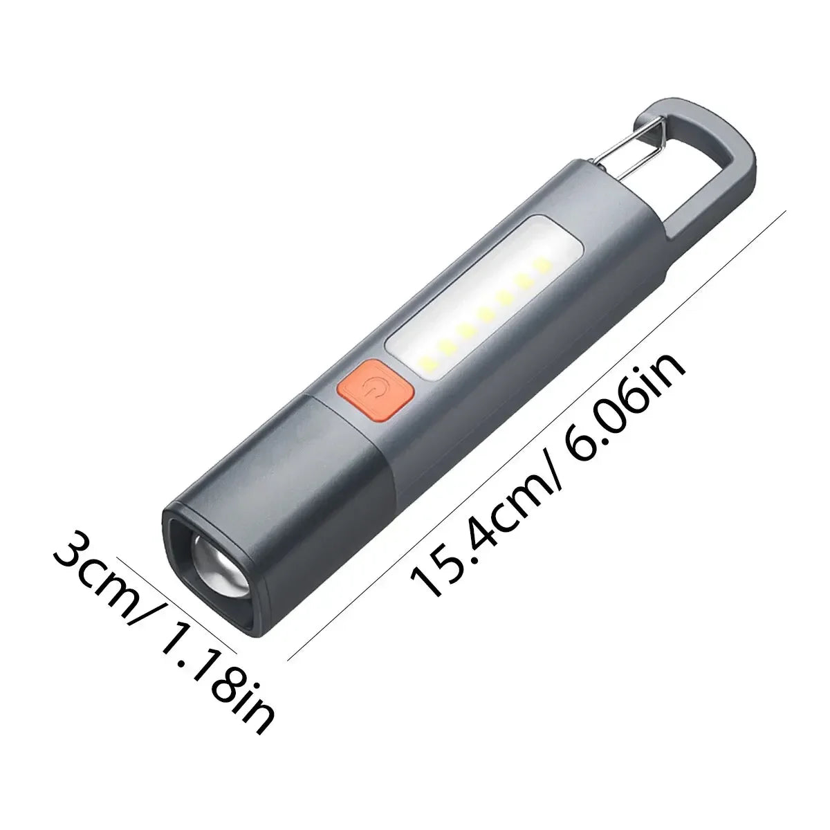 Strong Lighting ABS Flashlamp USB Charging Travel-Friendly Outdoor Flashlight - Telescopic COB Side Lamp for Camping and Hiking