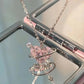 Pendant Zircon Necklace Pink Planet Heart Valentines Day Gift 2026 Aesthetic Jewelry