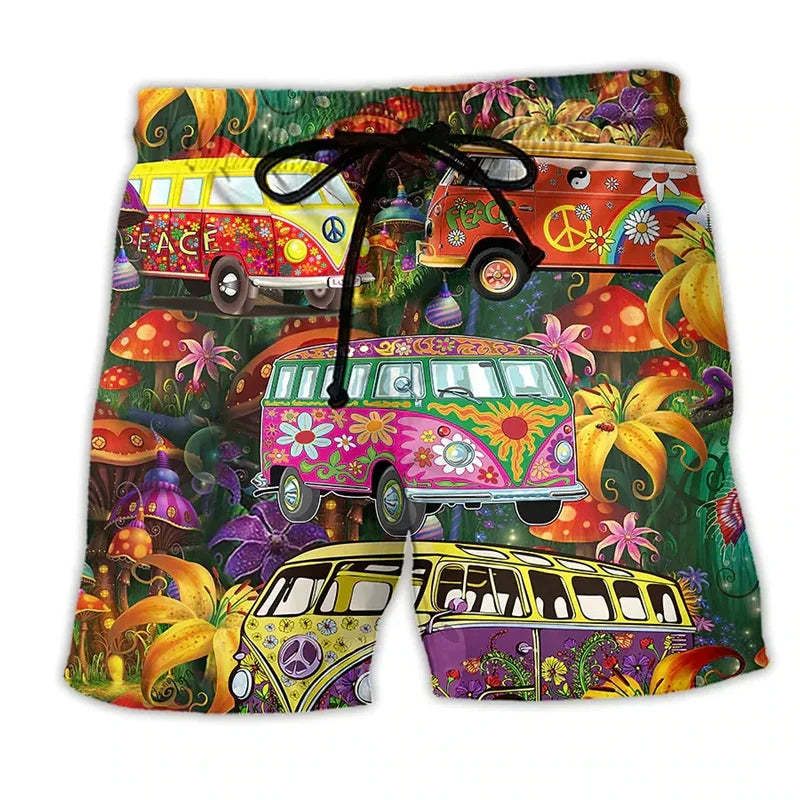 Trendy Swim Shorts for Men with Graffiti Print, Lightweight Quick-Drying Fabric, Adjustable Fit, Perfect for Summer Activities-1