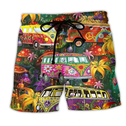 Variant image for Trendy Swim Shorts for Men with Graffiti Print, Lightweight Quick-Drying Fabric, Adjustable Fit, Perfect for Summer Activities-1
