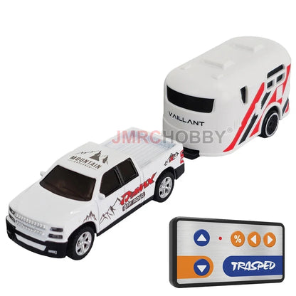 RC Alloy Car with Trailer - 2.4GHz Remote Control Mini Vehicle for Kids & Adults
