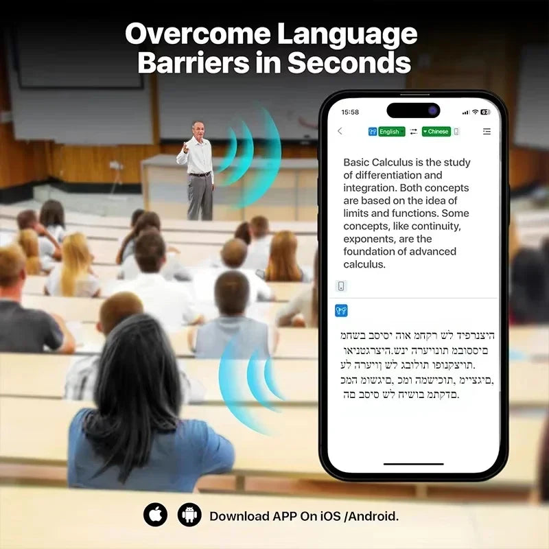 Real AI Time Translator Earbuds 144 Languages ANC Business