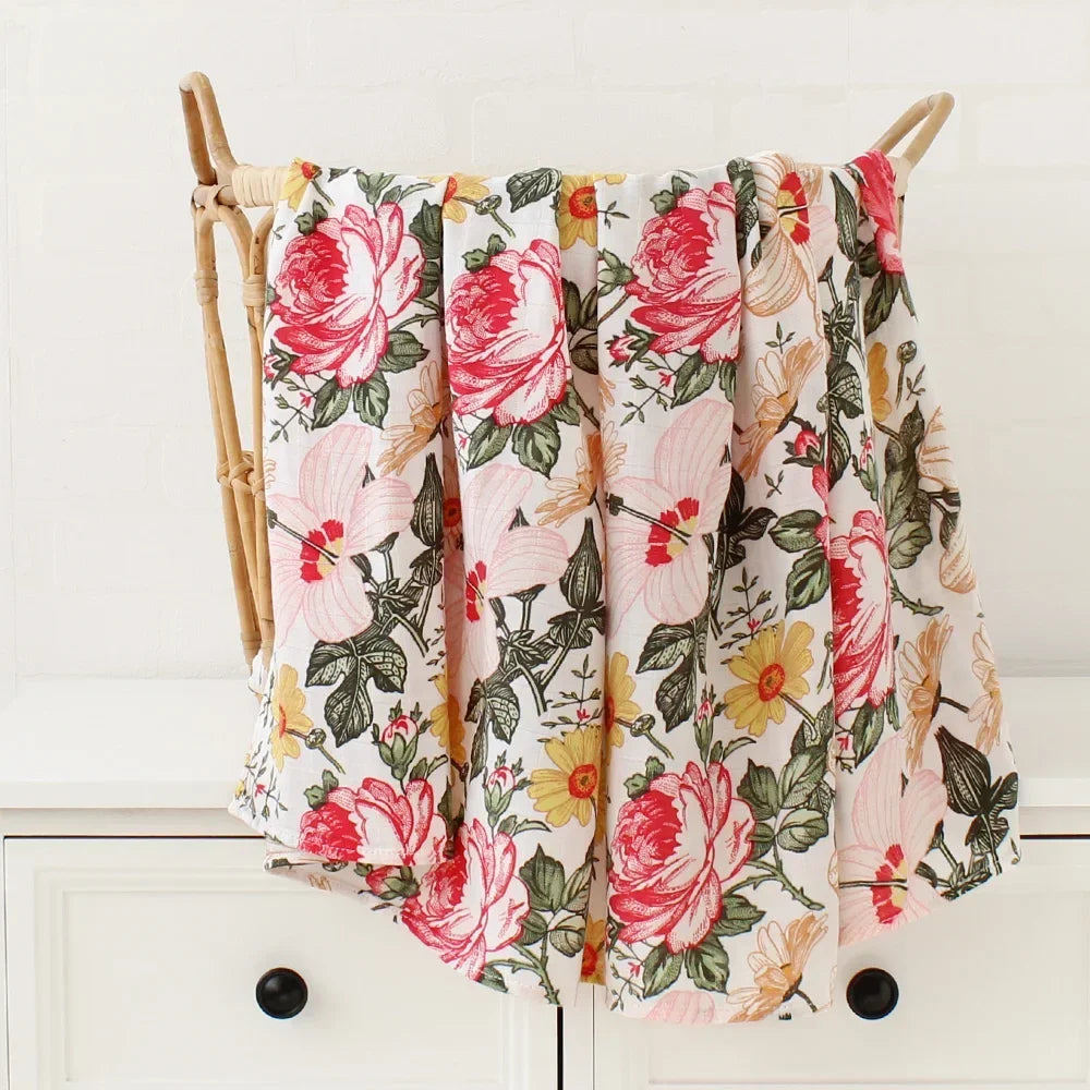 Muslin Bamboo Swaddle Blanket 120x120 Cm Floral Newborn Bedding Fall 2025 Breathable Eco Friendly Baby Gift