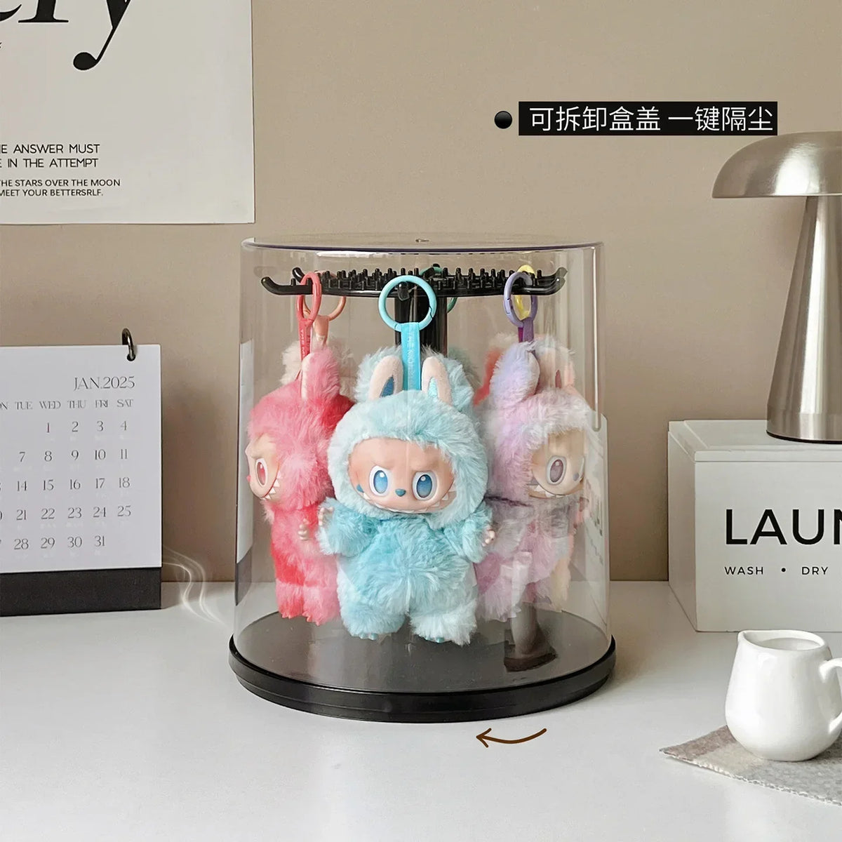 Case Display Transparent Rotating Plush Figure Stand Collector Display, Fall 2025 Dustproof Gift Idea