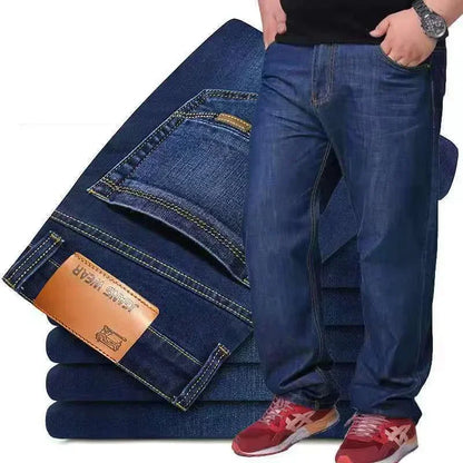 Relaxed Oversized Men's Jeans - High Waist, Stretch Denim