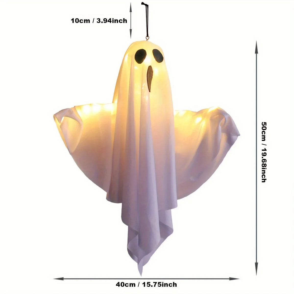 Halloween LED Ghosts 3 Piece 20 Inch Hanging Outdoor Decor Fall 2025 Warm Glowing Battery Powered Yard Display