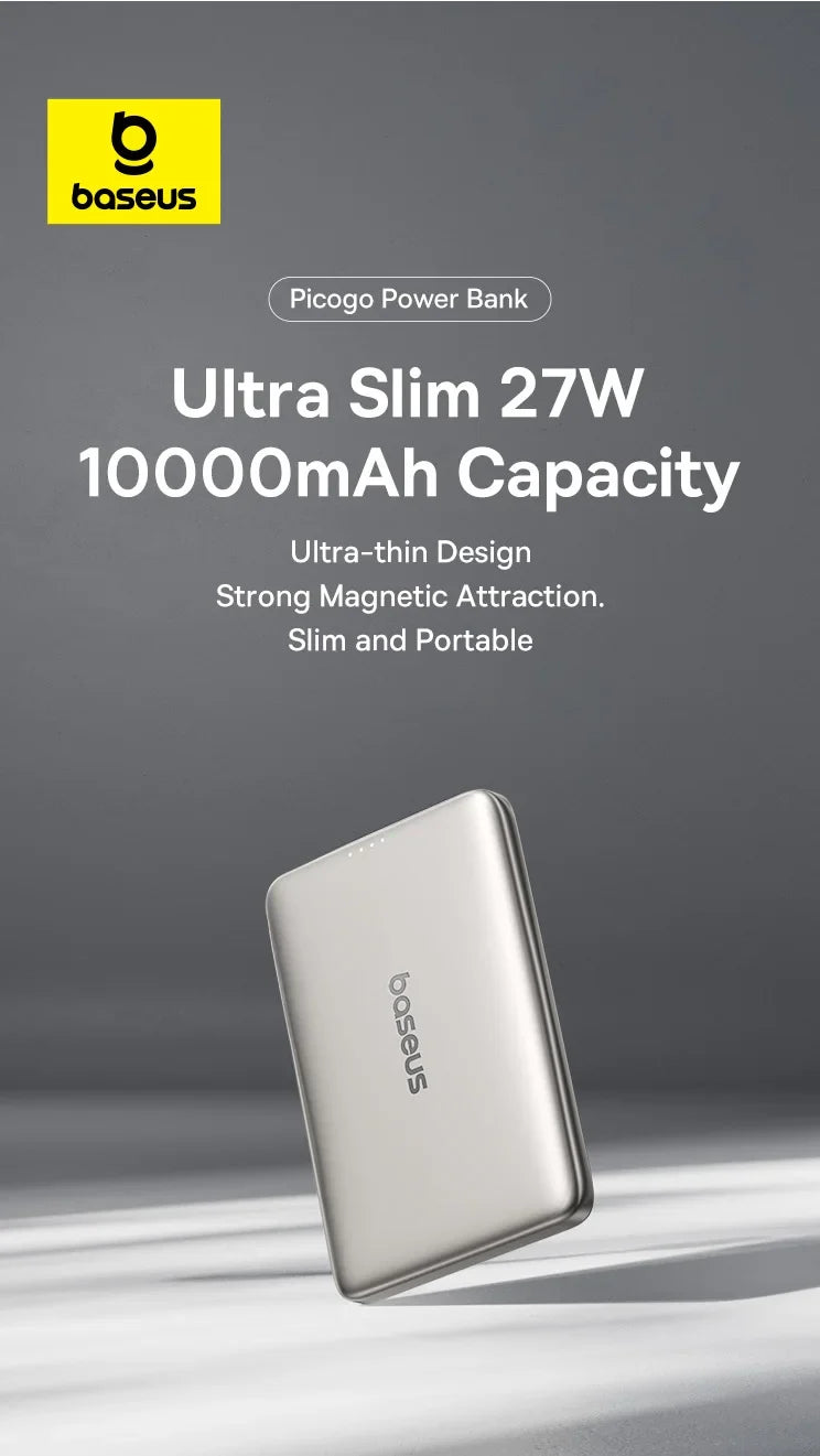 Card-Sized 10000mAh PD 27W & 5000mAh PD 20W Cordless Charging 2026 – Ultra-Slim Magnetic Power Bank