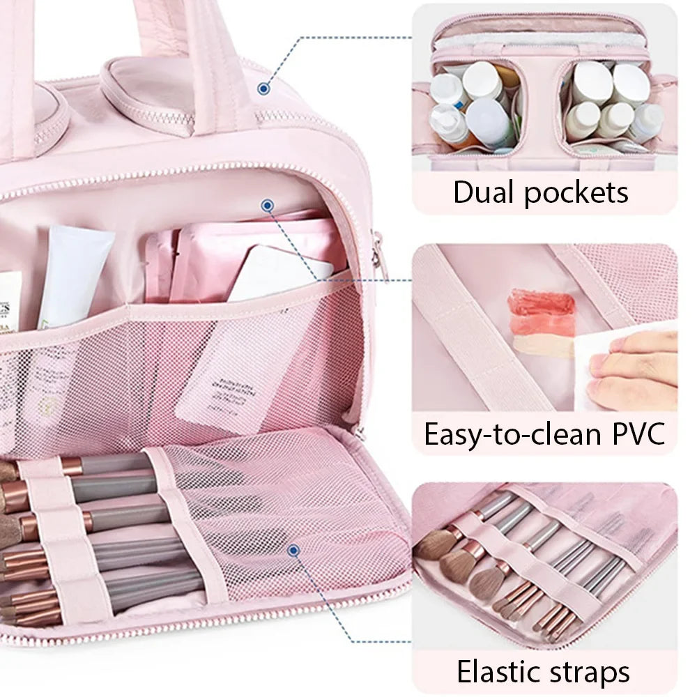 large capacity wash bag, bathroom toiletries partition organizer – Water-Resistant women's travel cosmetic bag