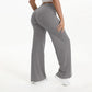 Plush and flattering women's yoga pants - mid-waist straight leg, nylon/elastane blend, for gym and Pilates