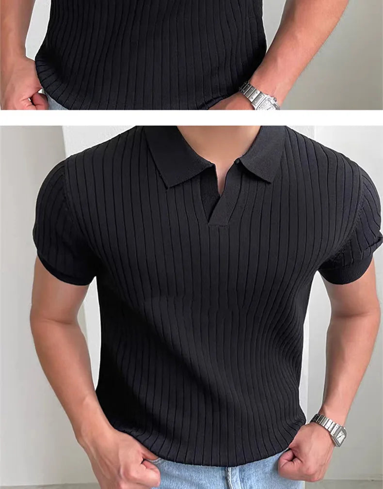 Fast-dry men's golf polo shirt - slim fit short sleeve, polyester, for sports and casual wear