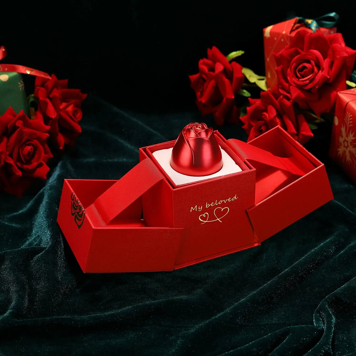 Rose Lifting Gift Box Necklace Ring Display Box For Women