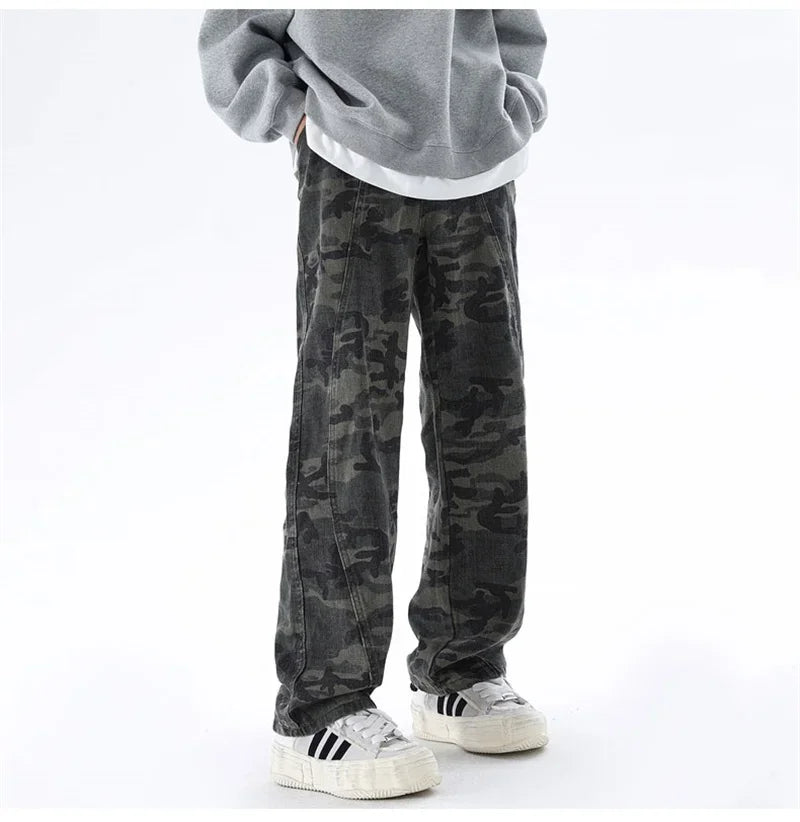 Men’s Oversized Cargo Jeans - Baggy Straight Denim Wear