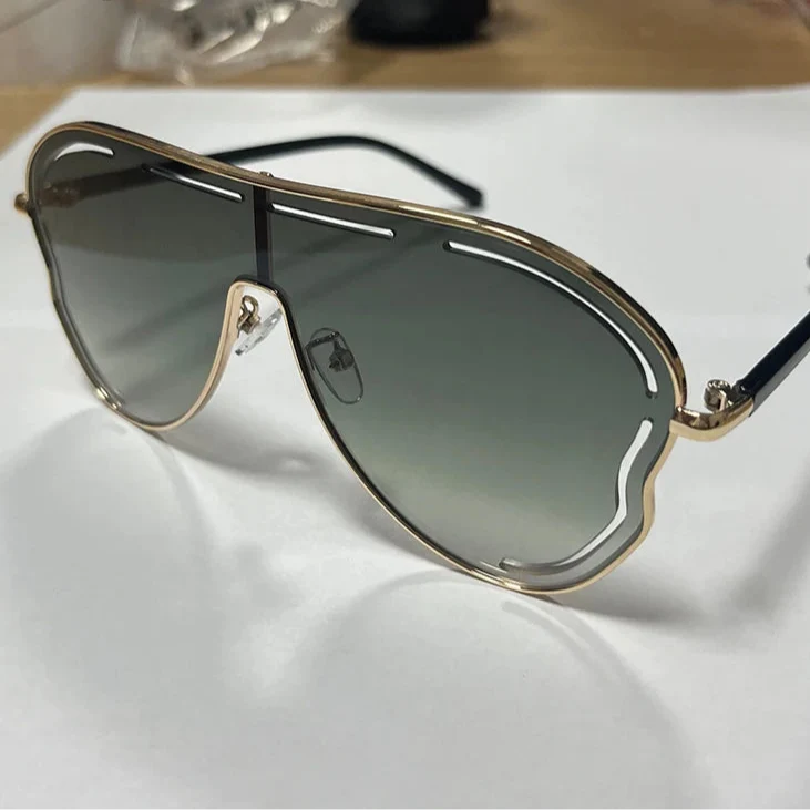 Pilot Oversized Punk Sunglasses Women Big Frame 2025 Hollow Shades for Ladies