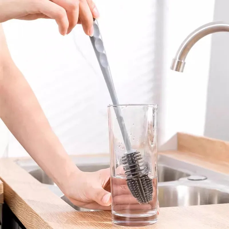 Handle Long Silicone Cleaning Brush - Household Stain Remover for Cups & No Dead Corners