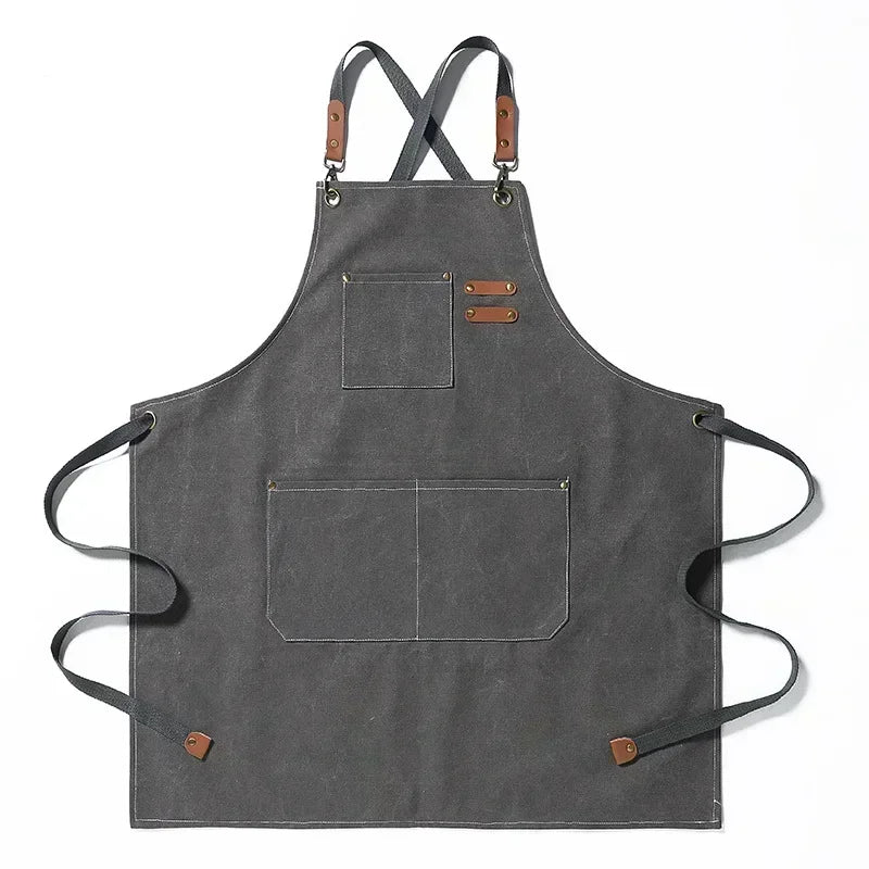 Canvas Apron Flexible Crossback Work Apron For Kitchen Chef Restaurant Cafe Fall 2025 Sturdy Pockets