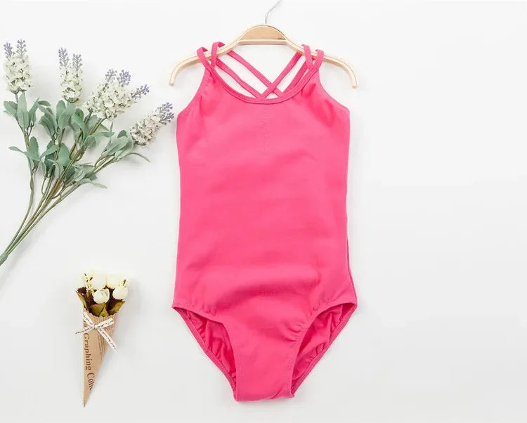 durable double-strap camisole, cross-back, cotton, gymnastics and ballet training – Breathable girls' leotard