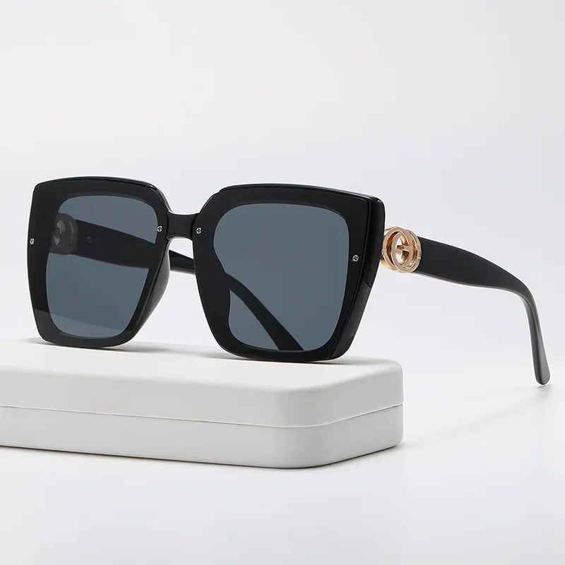Frame Large Square Sunglasses Women Designer UV400 Travel Eyewear Outdoor Fashion