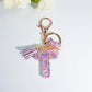 Letter Sequin Keychain With Butterfly Tassel Charm