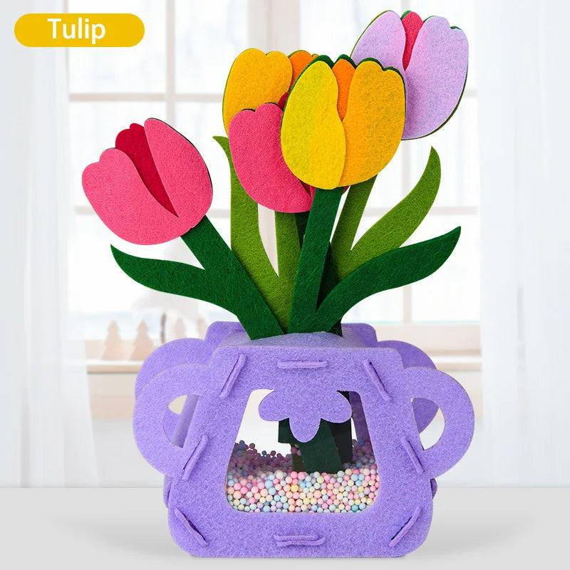 Handmade Montessori Flower Craft Kit - DIY Colorful Flowerpot Toys for Kids, Creative Early Learning Gift