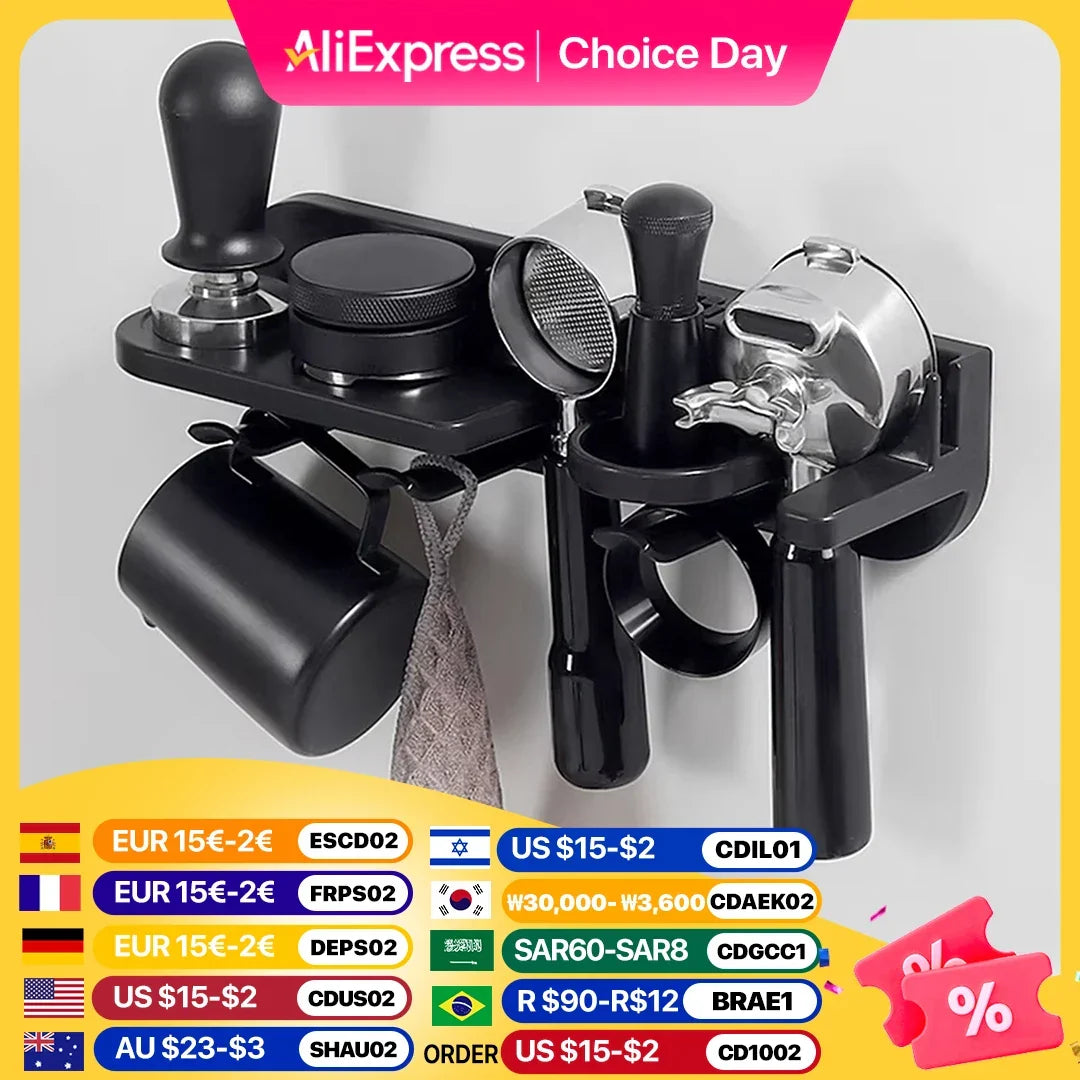 Wall Portafilter Rack Self Adhesive Espresso Holder Fits 51mm 54mm 58mm Coffee Setup Fall 2025 Space Saving Organizer