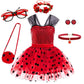 Light girls' Ladybug cosplay costume - sequin bodice with knee-length tulle skirt, polyester, for Halloween