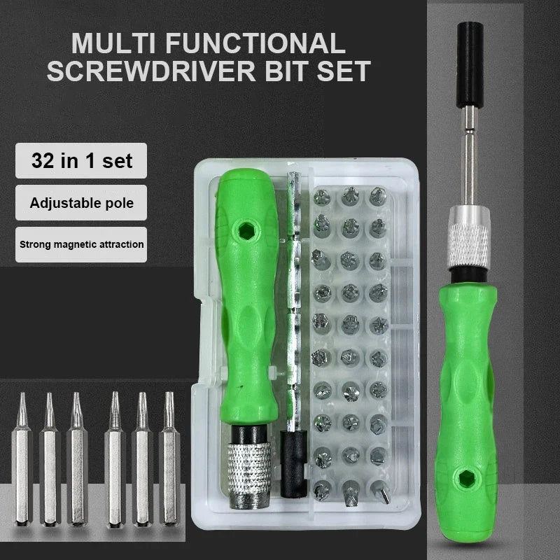 Travel-Friendly 32-in-1 Magnetic Screwdriver Kit - Essential Household Tools for Electronics Repair