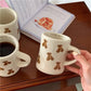 Ceramic Mug Cream Teddy Bear Print Coffee Cup With Handle Korean Cute Breakfast Mug Fall 2025 Cute Gift Simple Grip