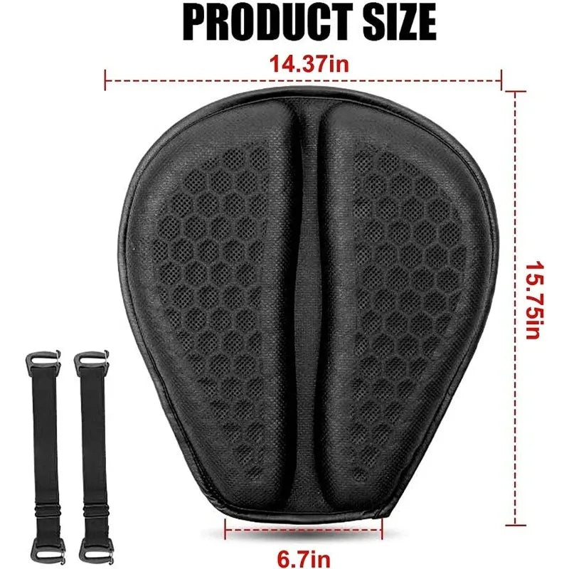 Gel Motorcycle Seat Cushion 3D Honeycomb Pressure Relief Anti-Slip Pad Long Ride Comfort