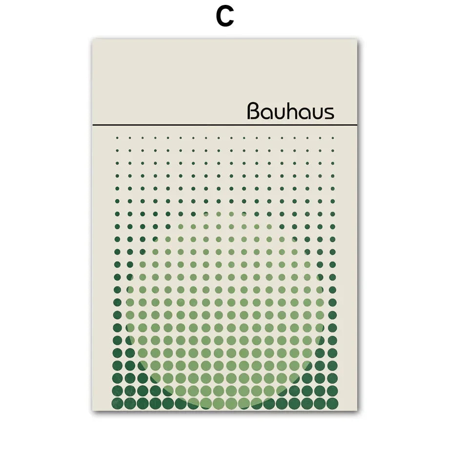 Bauhaus Green Minimalist Wall Art Canvas Print Water-Resistant