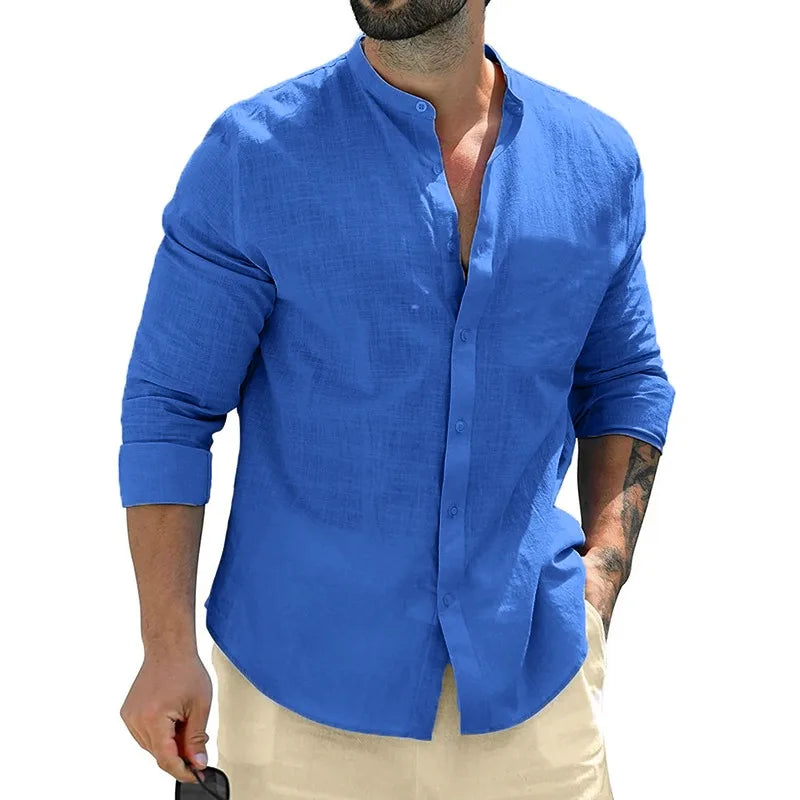 Men's Linen Shirt - Breathable Casual and Formal Dress Shirt in White, Blue, Grey, Regular Fit, Soft Comfortable Fabric-5