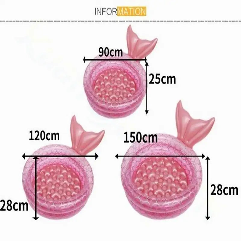 Inflatable Mermaid and Dinosaur Swimming Pool for Kids, Sturdy PVC, Multiple Sizes 90CM-150CM, Fun Outdoor Summer Activity