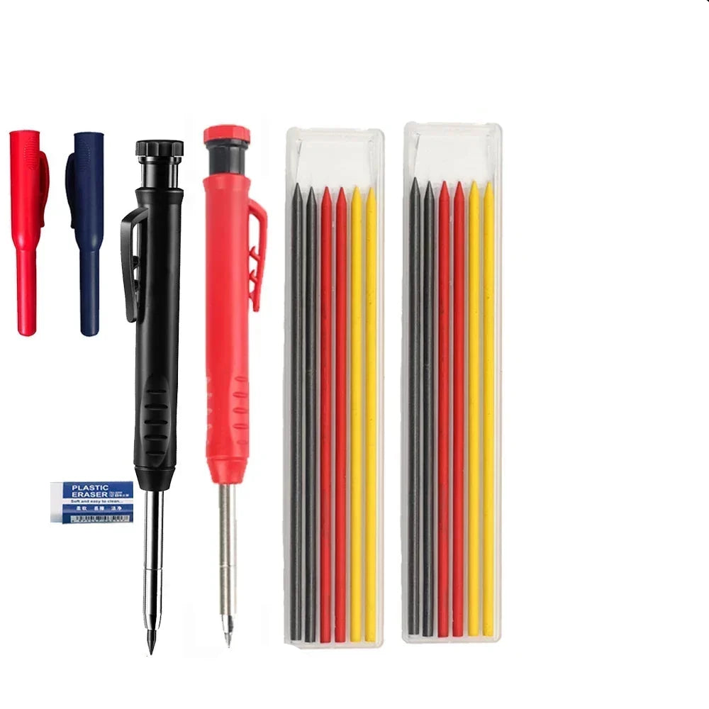 Pro-Grade Carpenter Pencil Metal Long Head Deep Hole Marker Device for Woodworking