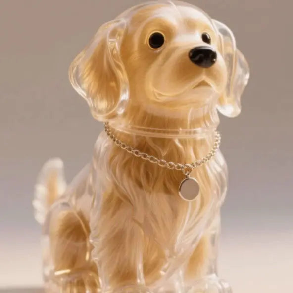 Hair Dog Keepsake Keychain Pendant Clear Resin Charm